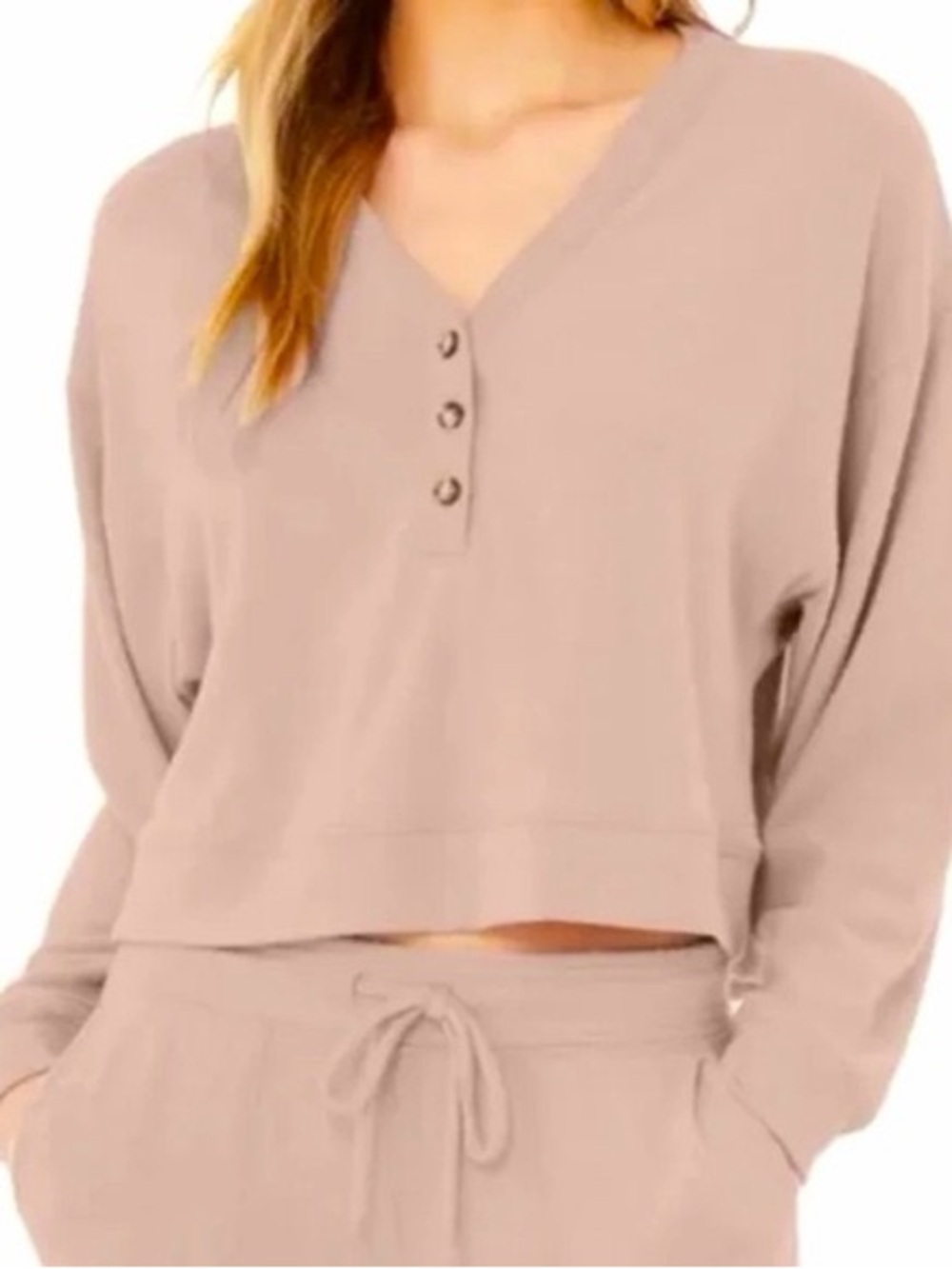 ALO alolux soho crop in Dusty Rose